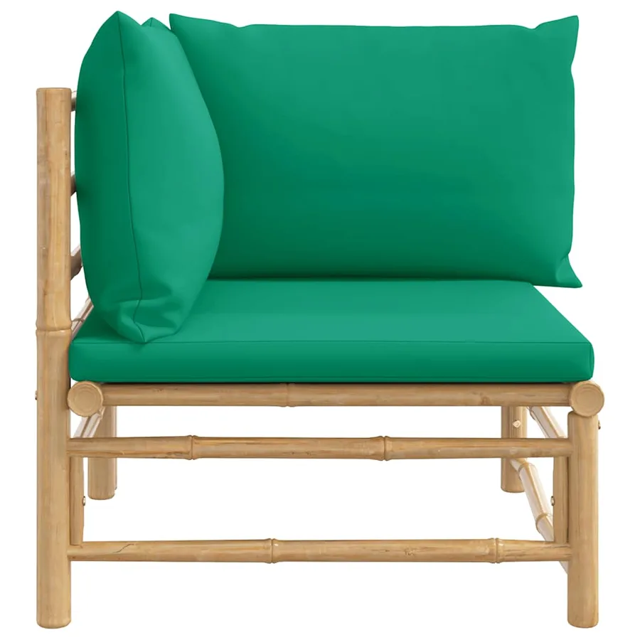 Canapé d'angle de jardin avec coussins vert bambou - 4