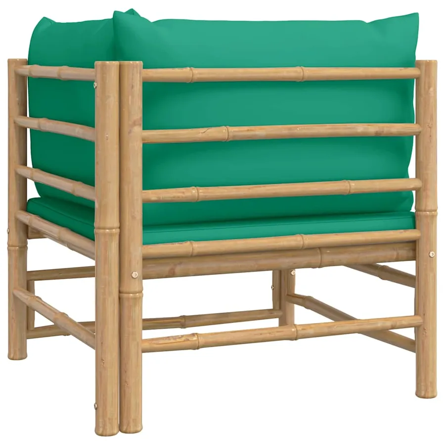 Canapé d'angle de jardin avec coussins vert bambou - 5