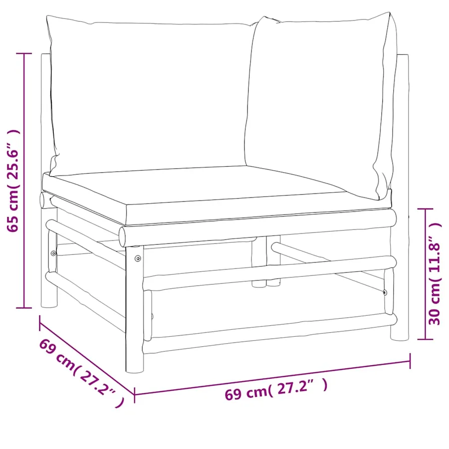 Canapé d'angle de jardin avec coussins vert bambou - 7
