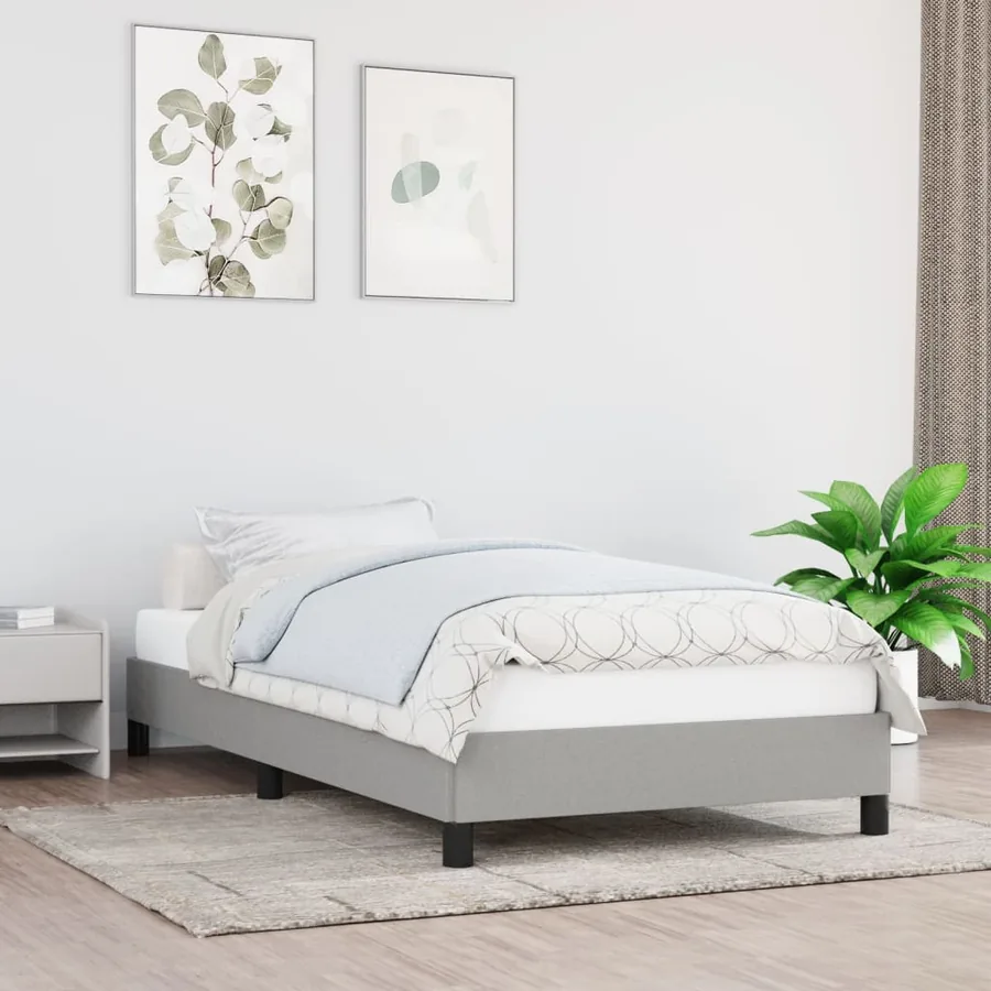 Cadre de lit sans matelas gris clair 90x190 cm tissu