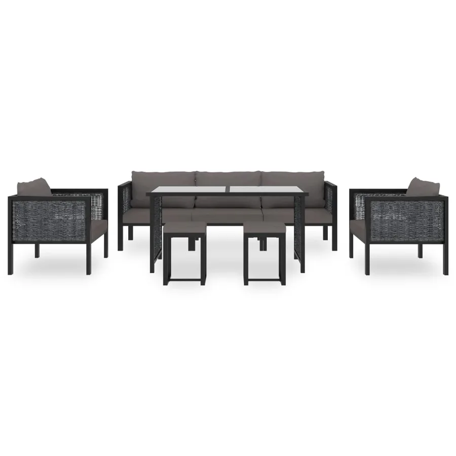 Salon de jardin 8 pcs avec coussins Résine tressée Anthracite - 2