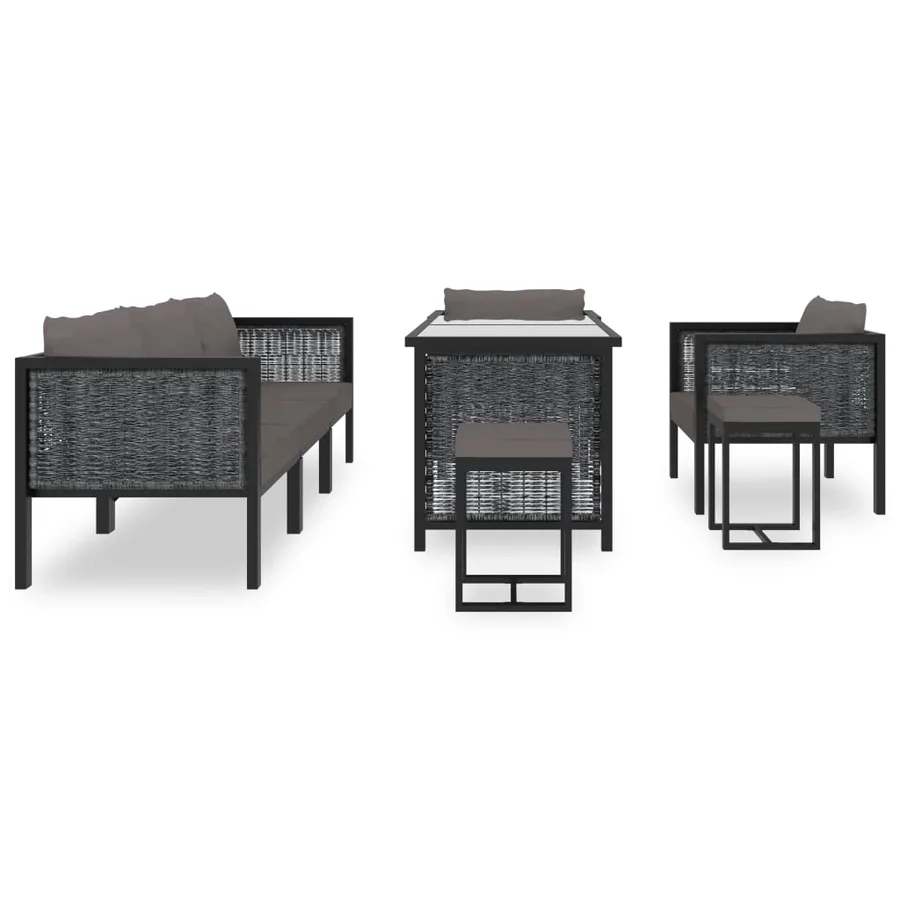 Salon de jardin 8 pcs avec coussins Résine tressée Anthracite - 3