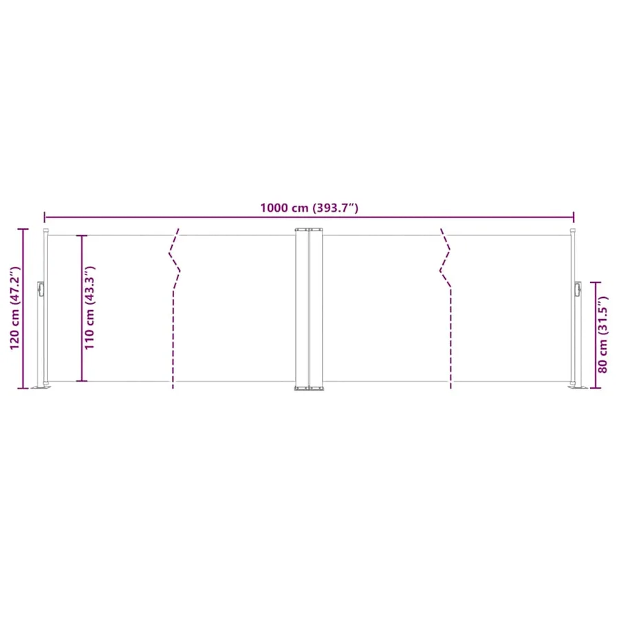 Auvent latéral rétractable Anthracite 120 x 1000 cm - 13