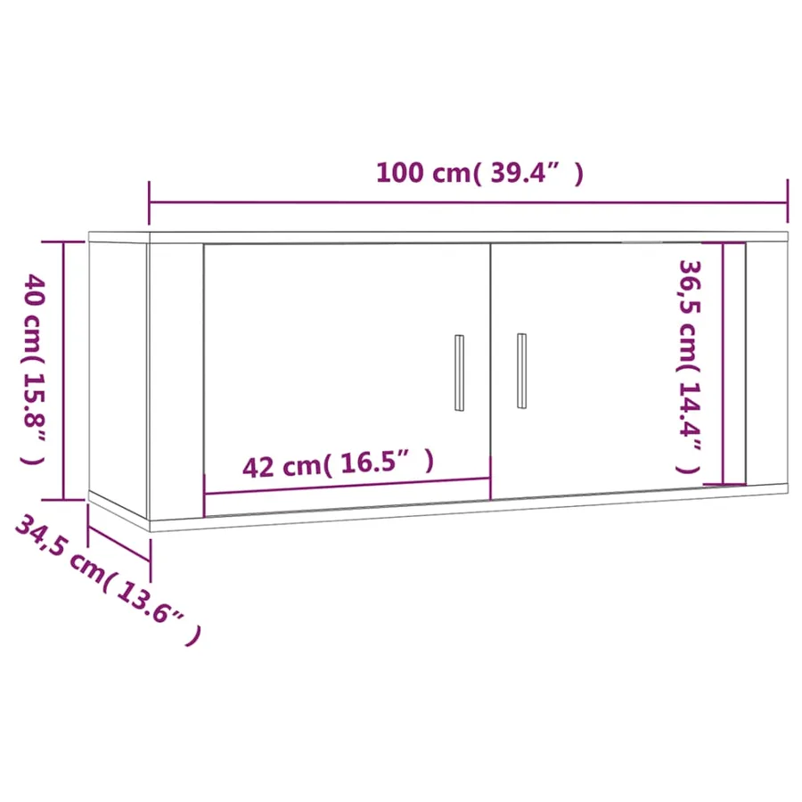 Meuble TV mural Blanc 100x34,5x40 cm - 11