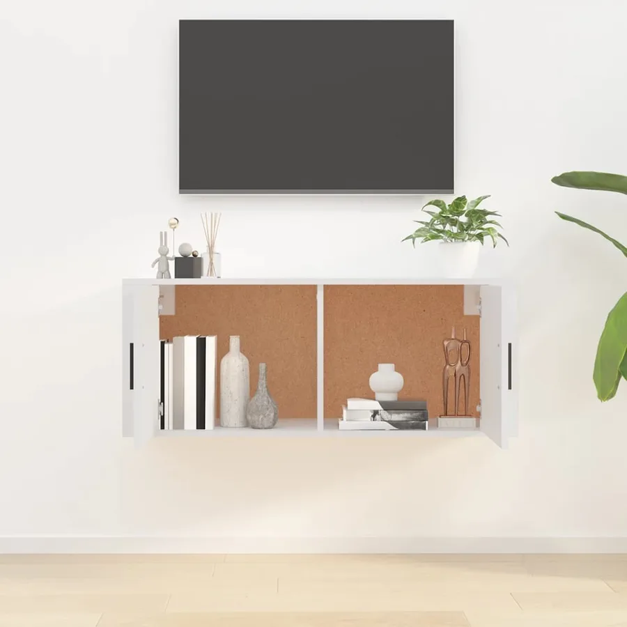Meuble TV mural Blanc 100x34,5x40 cm - 3