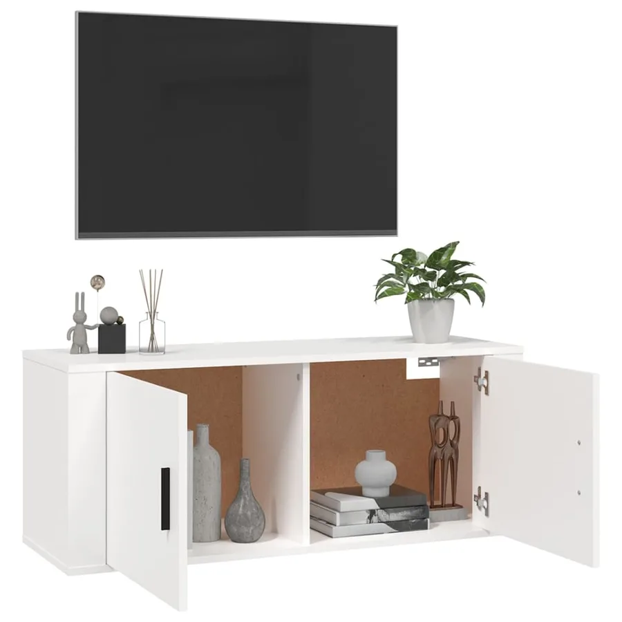 Meuble TV mural Blanc 100x34,5x40 cm - 9