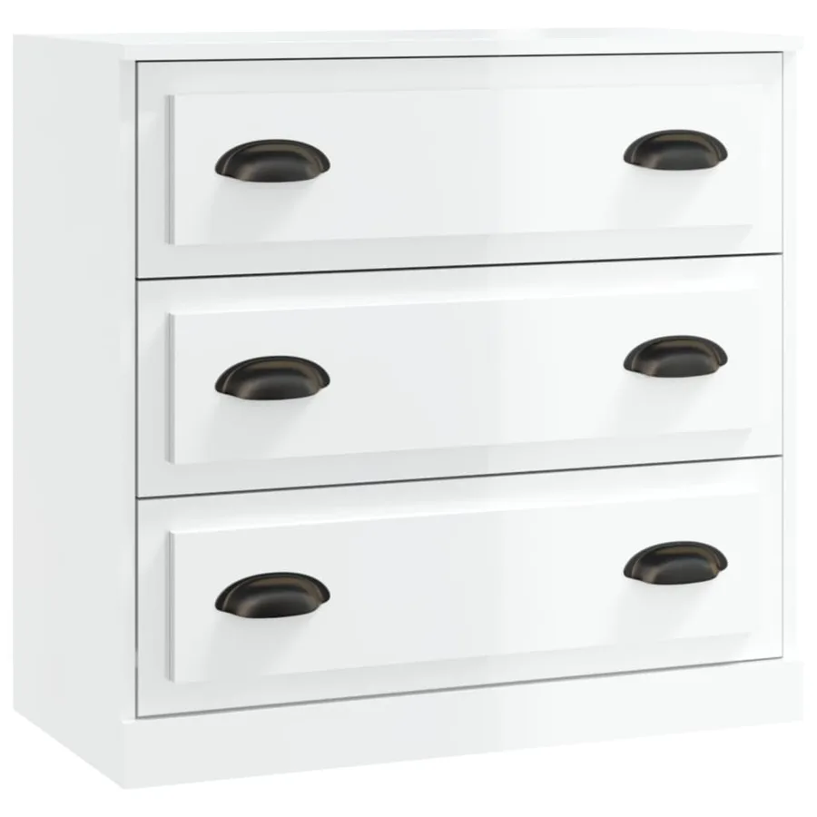 Buffet blanc brillant 70x35,5x67,5 cm bois d'ingénierie - 2