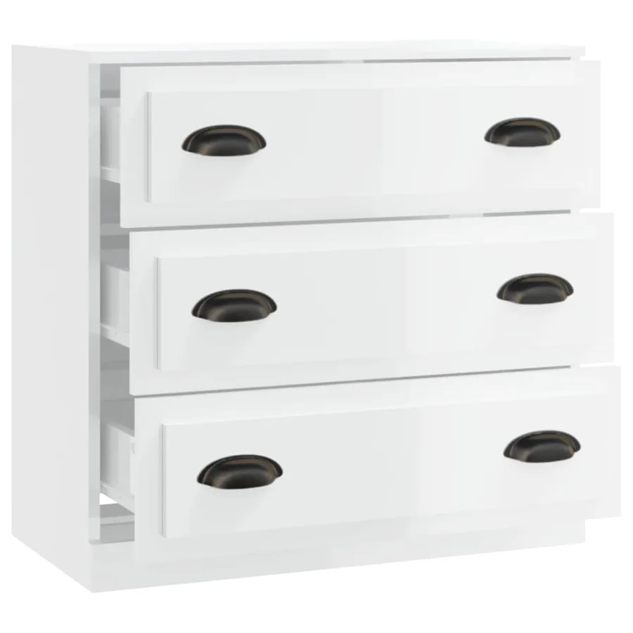 Buffet blanc brillant 70x35,5x67,5 cm bois d'ingénierie - 3