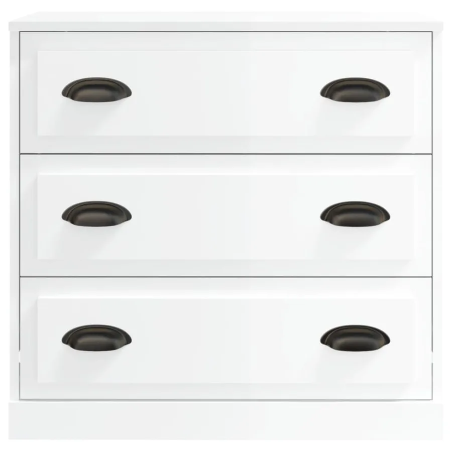 Buffet blanc brillant 70x35,5x67,5 cm bois d'ingénierie - 4