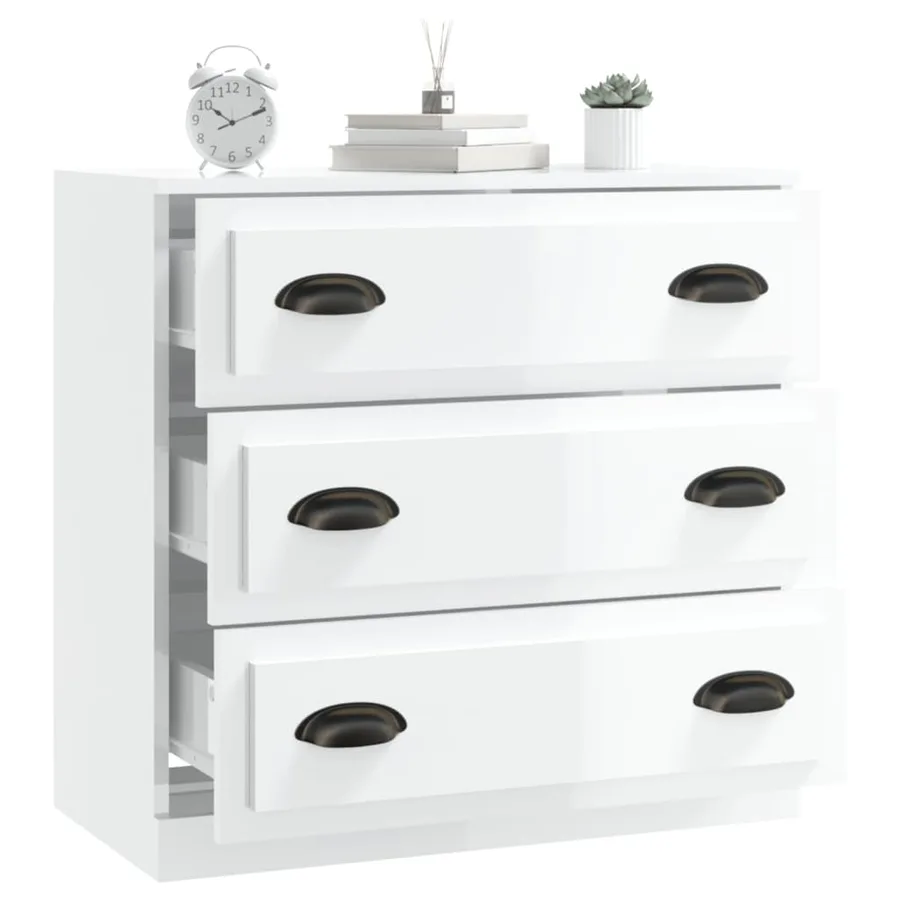 Buffet blanc brillant 70x35,5x67,5 cm bois d'ingénierie - 7