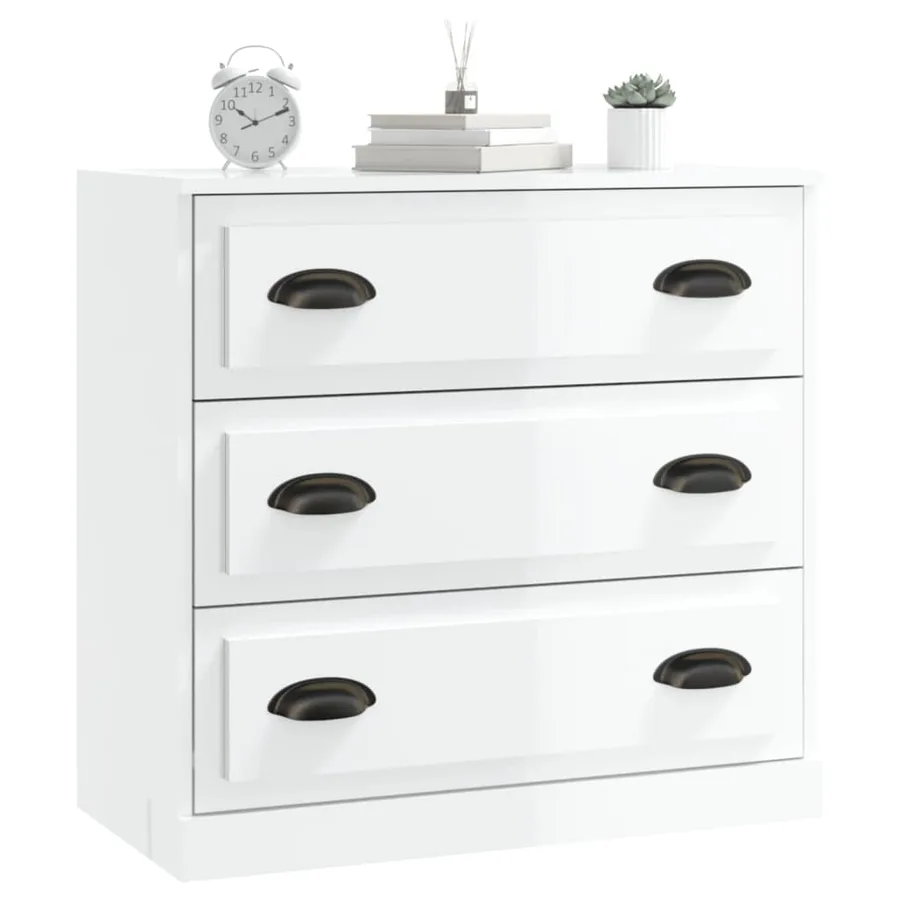 Buffet blanc brillant 70x35,5x67,5 cm bois d'ingénierie - 8