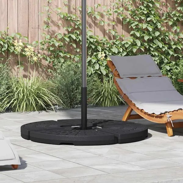 Socle de parasol en forme d'éventail 4 pcs Noir