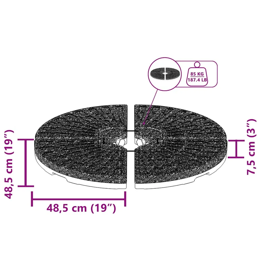 Socle de parasol en forme d'éventail 4 pcs Noir - 11