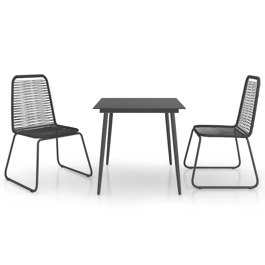 Ensemble à manger de jardin 3 pcs PVC résine tressée noir - 2
