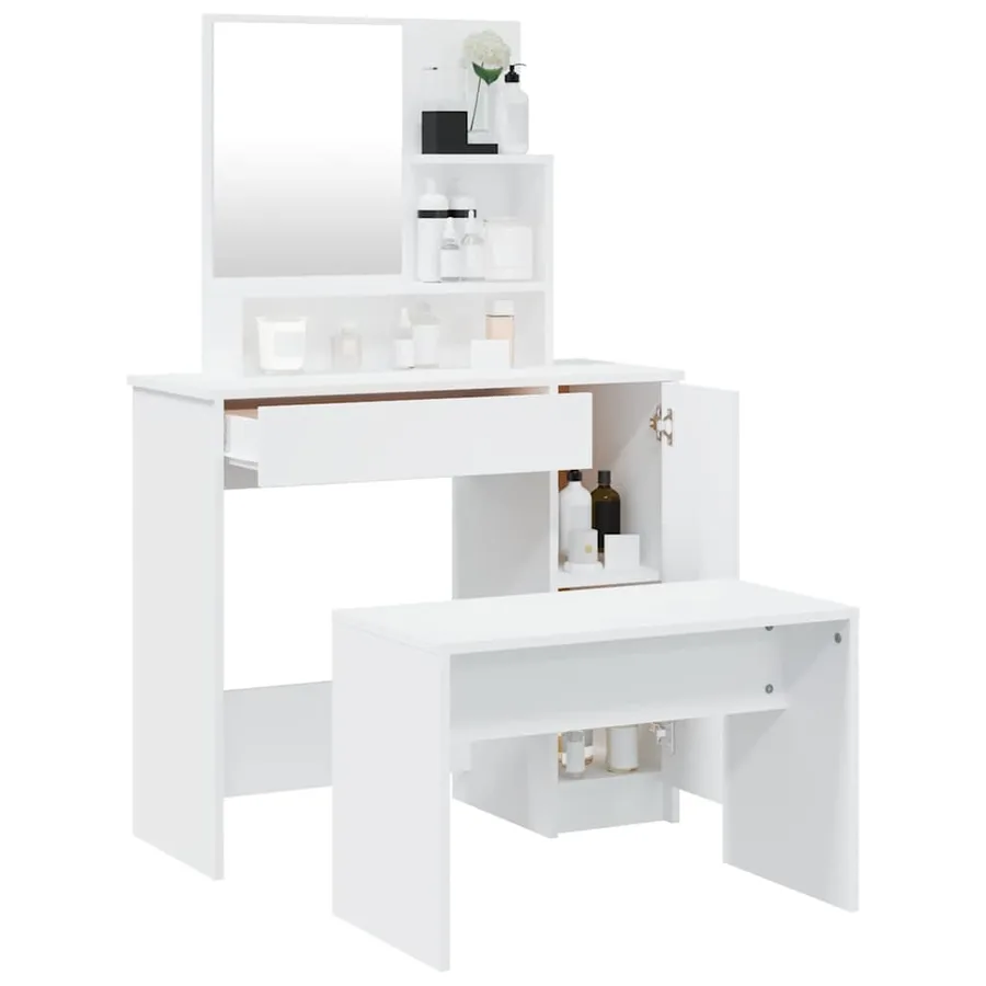 Ensemble de coiffeuse Blanc 86,5x35x136 cm - 4