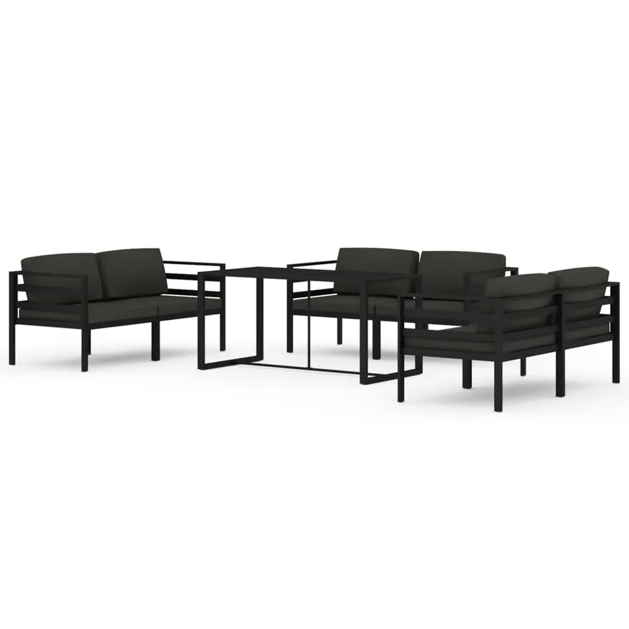 Salon de jardin 7 pcs avec coussins Aluminium Anthracite - 2