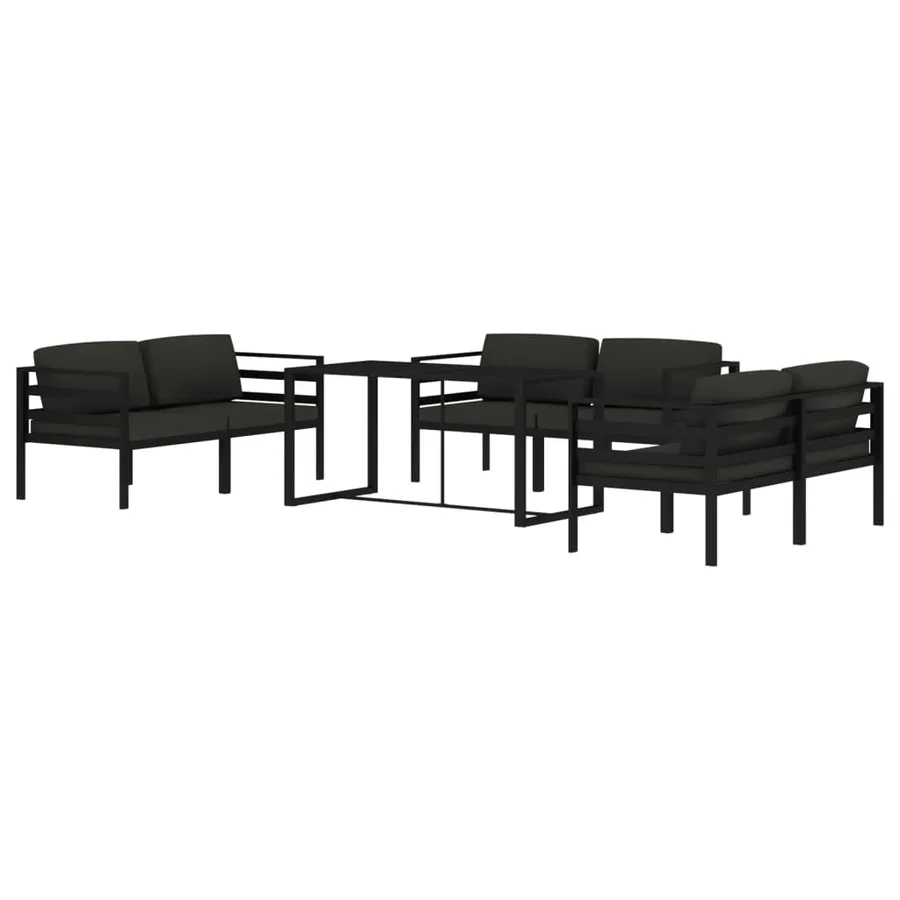 Salon de jardin 7 pcs avec coussins Aluminium Anthracite - 3