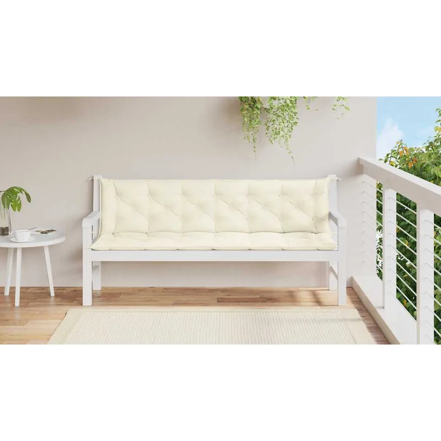 Coussin de banc de jardin blanc crème tissu oxford - 3