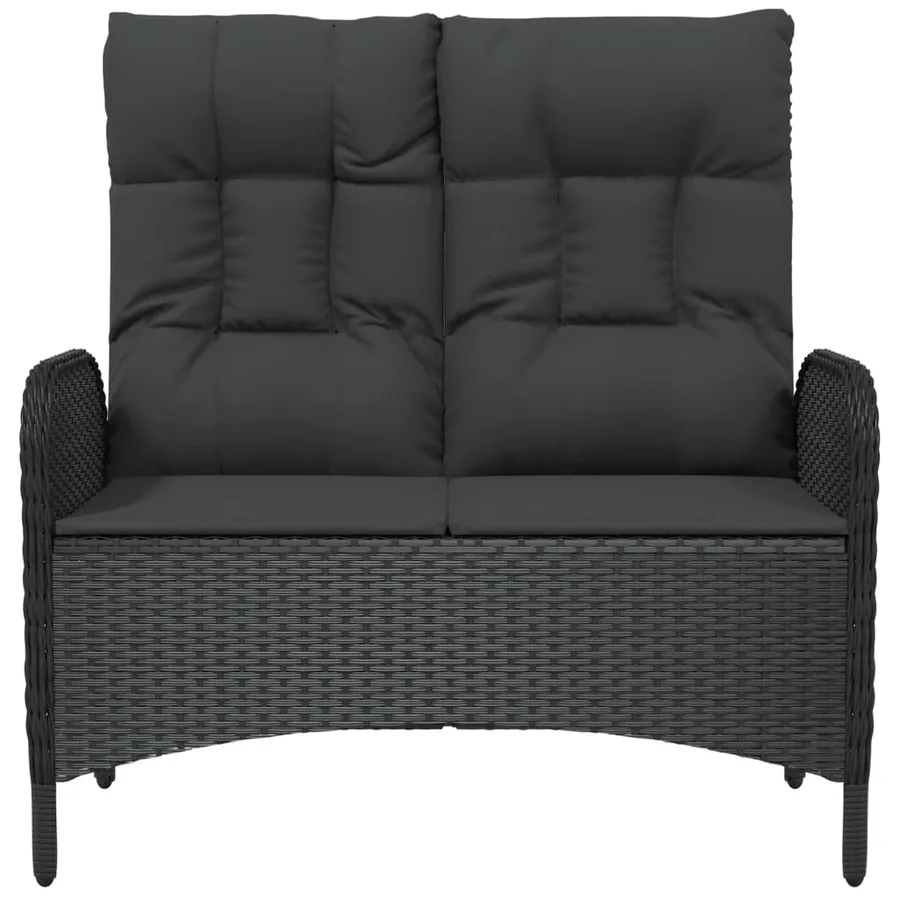 Banc de jardin inclinable avec coussins 107 cm Poly rotin Noir - 3
