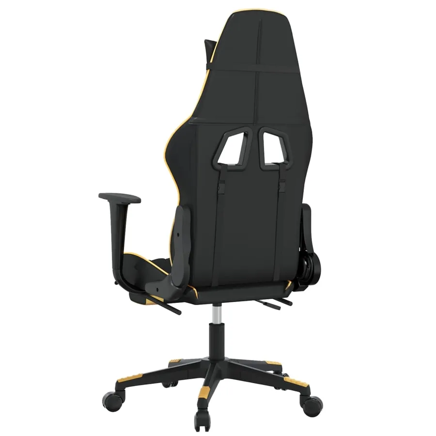 Chaise de jeu de massage avec repose-pied Noir&Doré Similicuir - 5