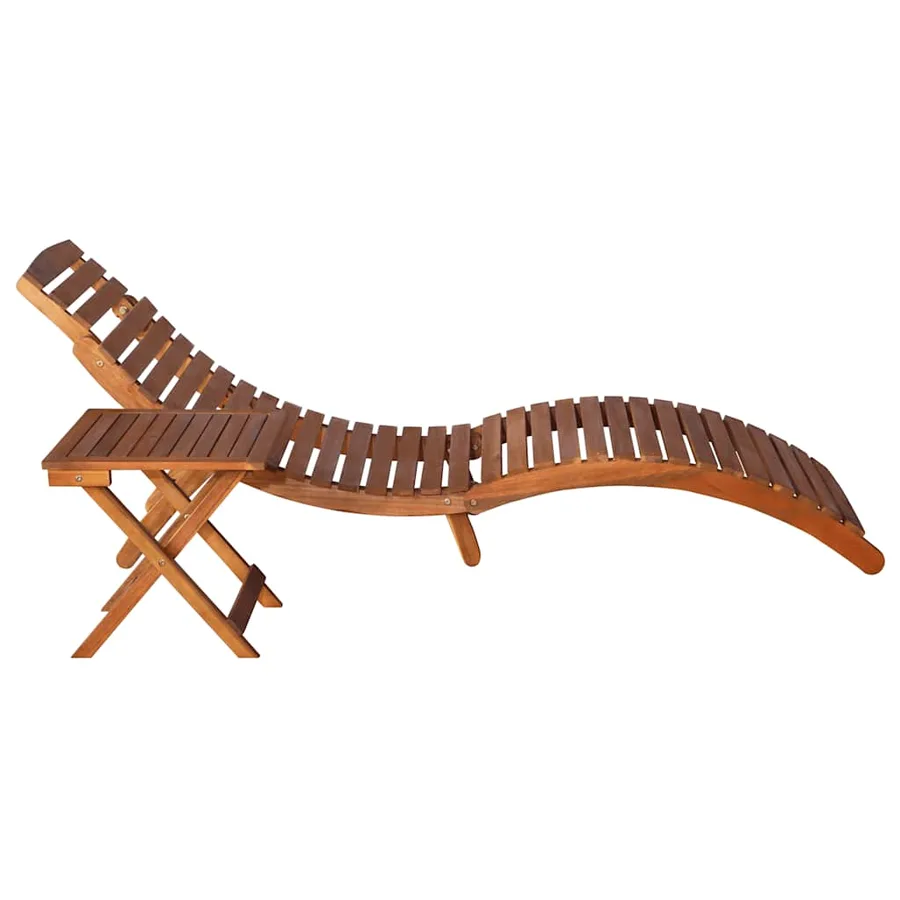 Chaise longue de jardin avec table et coussin Bois d'acacia - 2