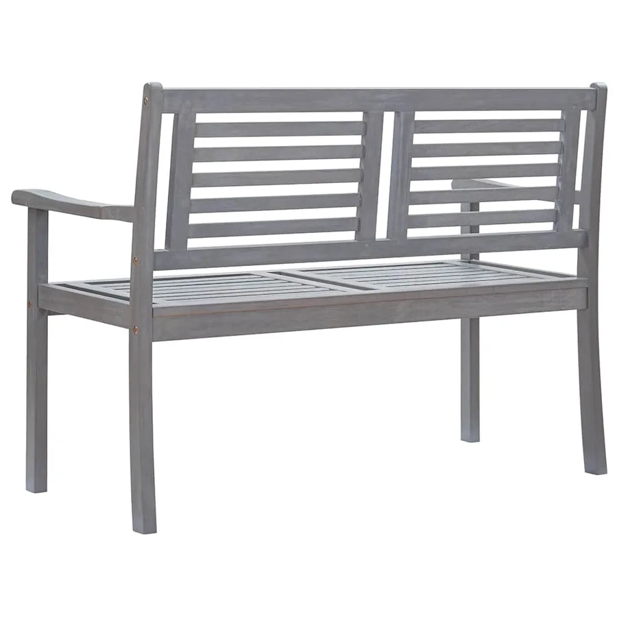 Banc de jardin 2 places 120 cm Gris Bois d'eucalyptus solide - 3