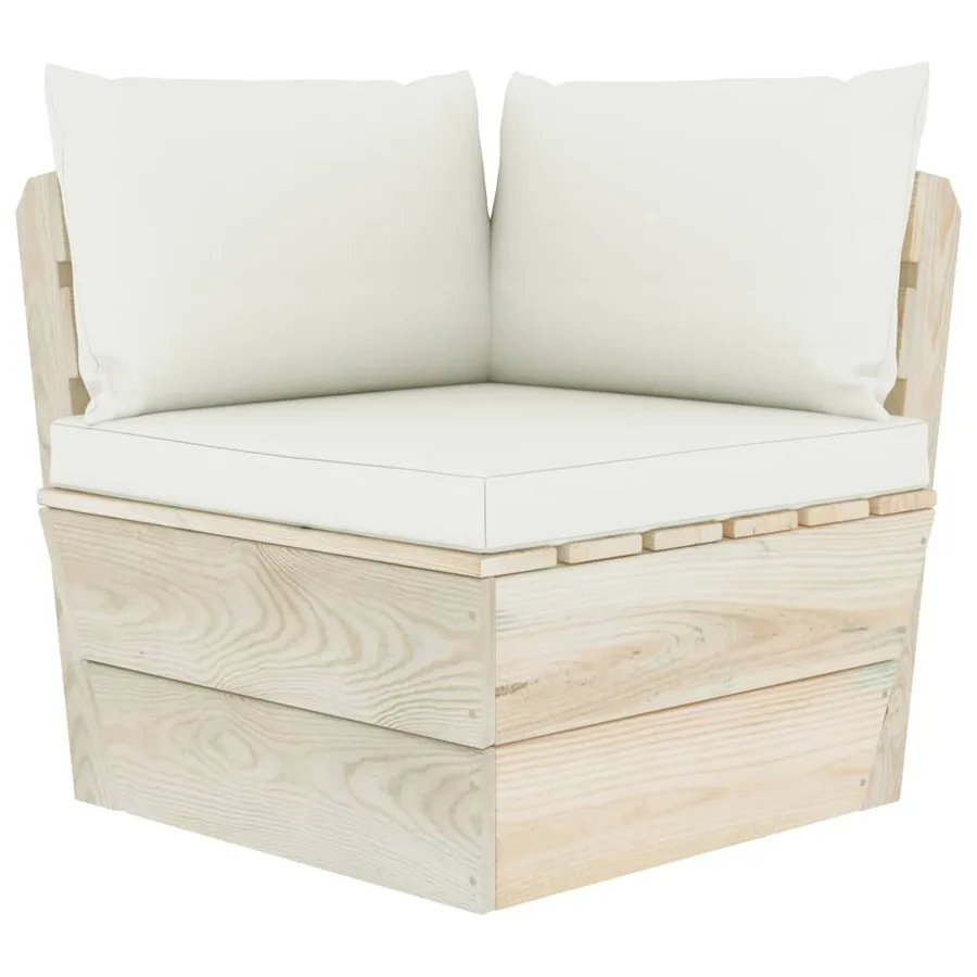 Canapé d'angle palette de jardin avec coussins Épicéa imprégné - 2
