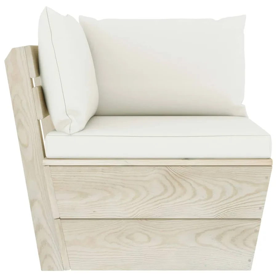 Canapé d'angle palette de jardin avec coussins Épicéa imprégné - 3
