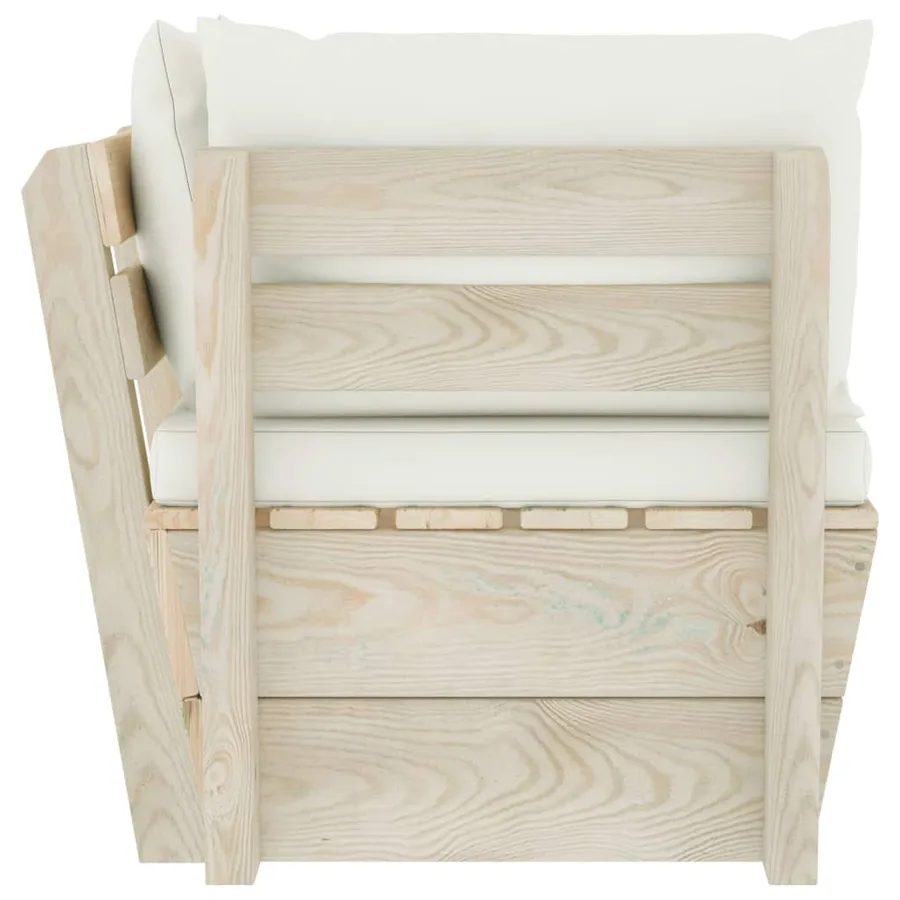 Canapé d'angle palette de jardin avec coussins Épicéa imprégné - 4