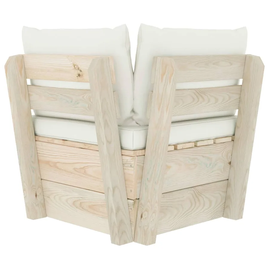 Canapé d'angle palette de jardin avec coussins Épicéa imprégné - 5