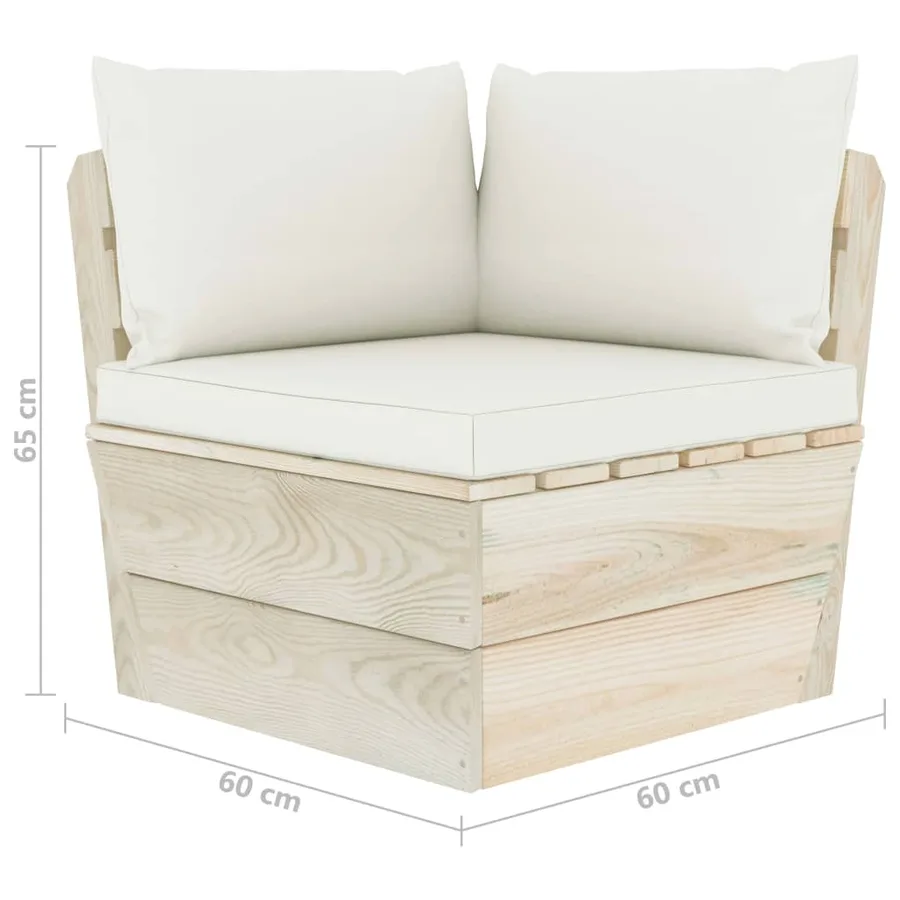 Canapé d'angle palette de jardin avec coussins Épicéa imprégné - 7