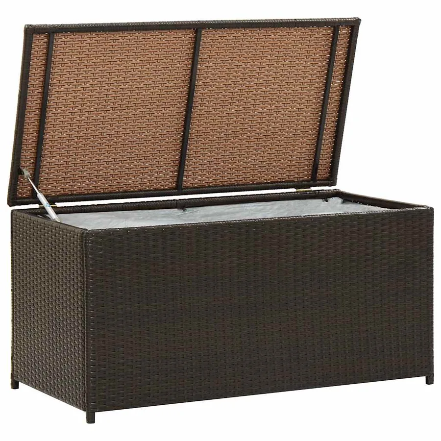 Boîte de rangement de jardin résine tressée 100x50x50 cm marron - 3