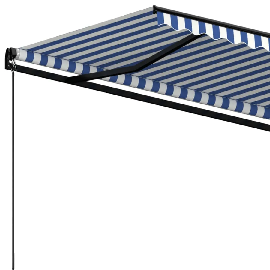 Auvent manuel rétractable 600x350 cm Bleu et blanc - 5