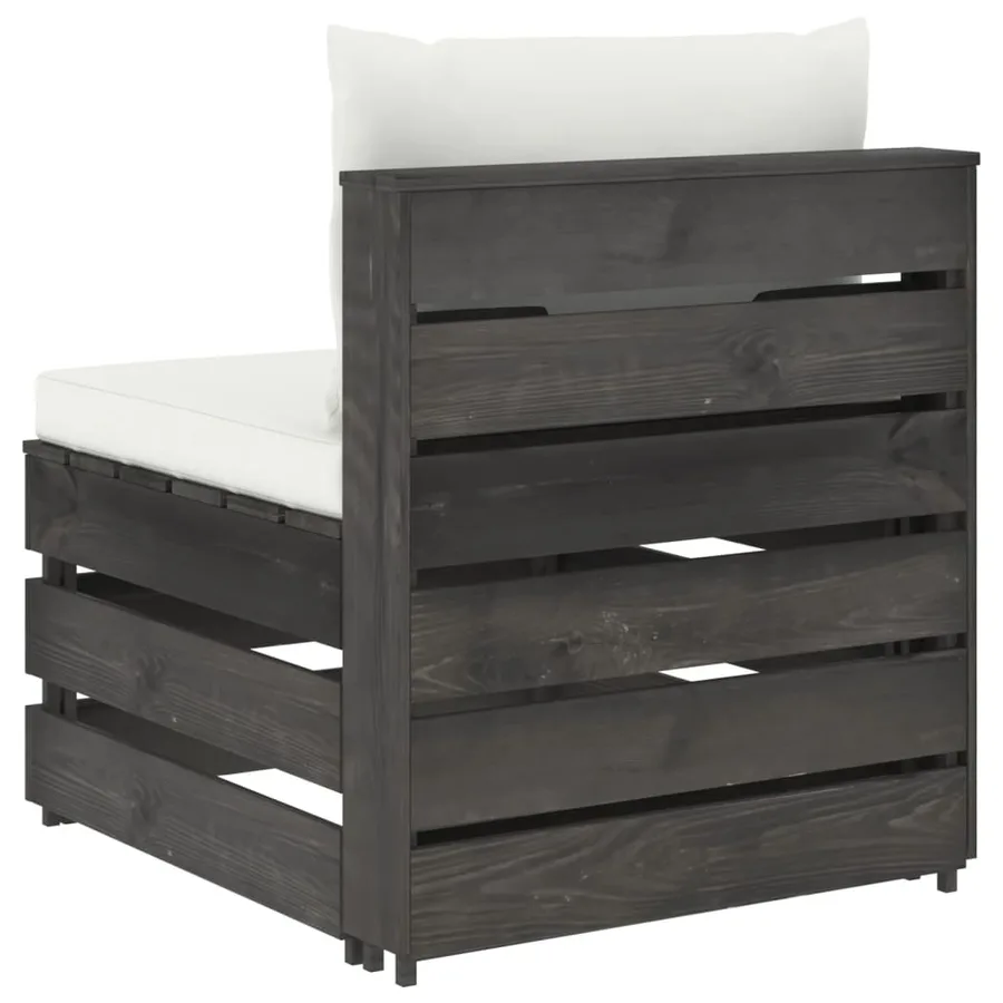 Canapé central sectionnel avec coussins Bois imprégné de gris - 4