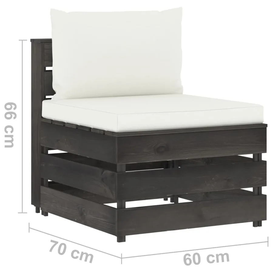 Canapé central sectionnel avec coussins Bois imprégné de gris - 6
