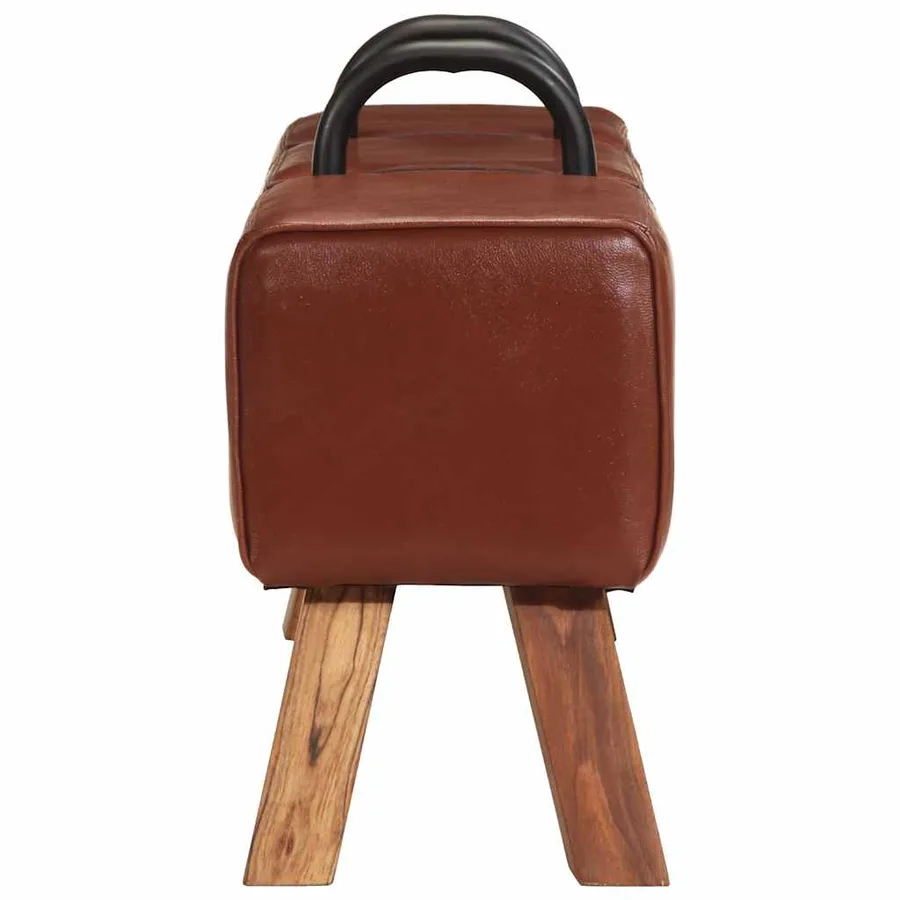 Banc cheval d'arçon vintage Cuir véritable de chèvre - 3