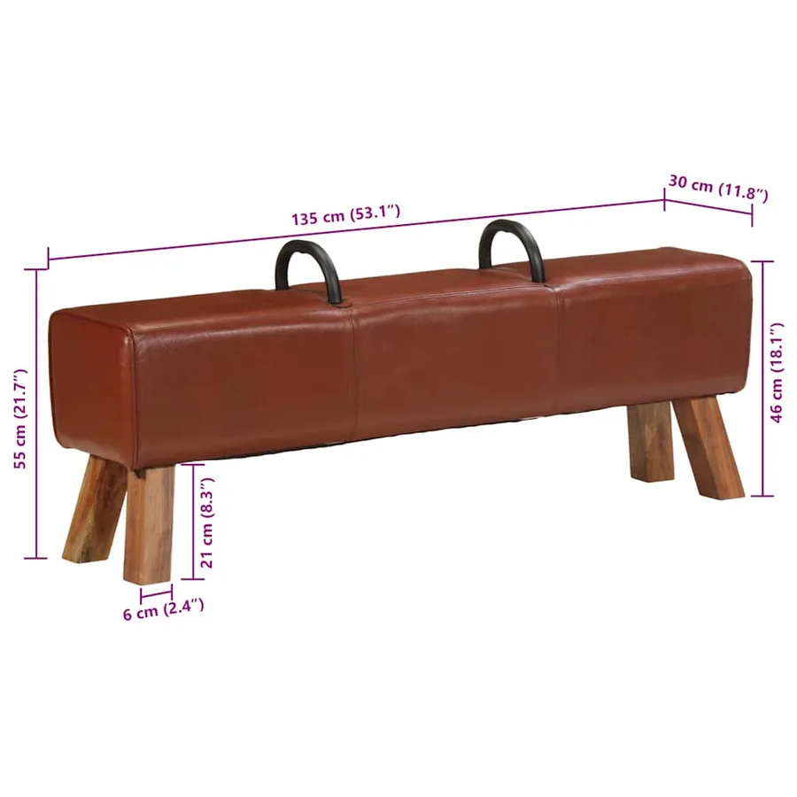 Banc cheval d'arçon vintage Cuir véritable de chèvre - 8