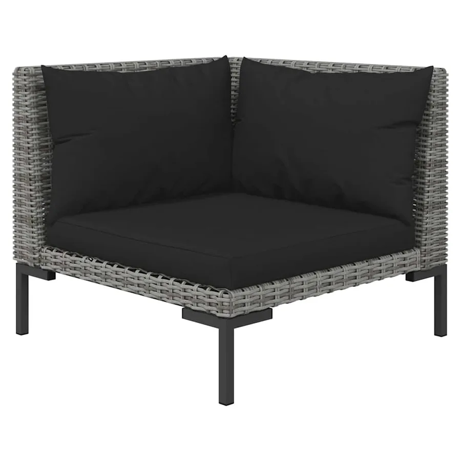 Salon de jardin 3 pcs Gris foncé Résine tressée demi-ronde - 4