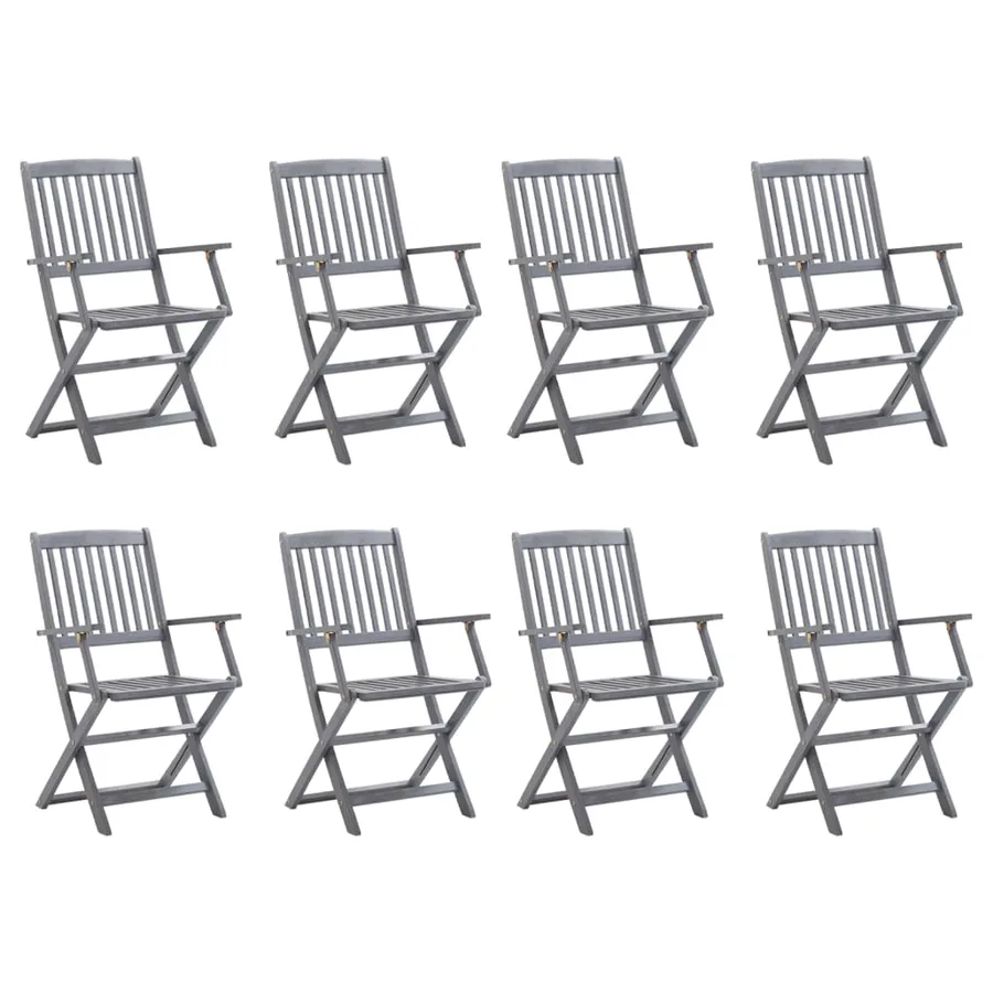 Chaises pliables d'extérieur lot de 8 et coussins Bois d'acacia - 2