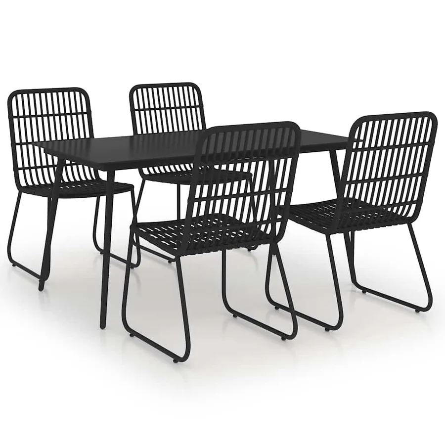 Ensemble à manger d'extérieur 5 pcs résine tressée et verre - 2