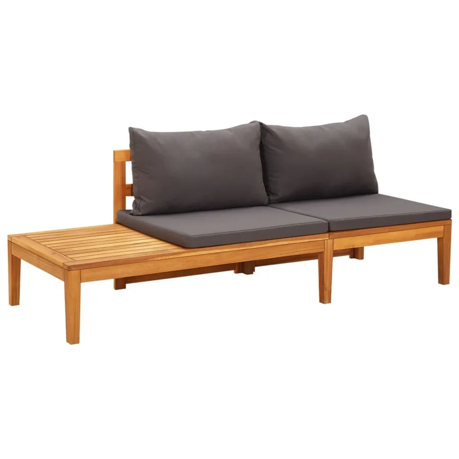 Salon de jardin 5 pcs avec coussins gris foncé Bois d'acacia - 6