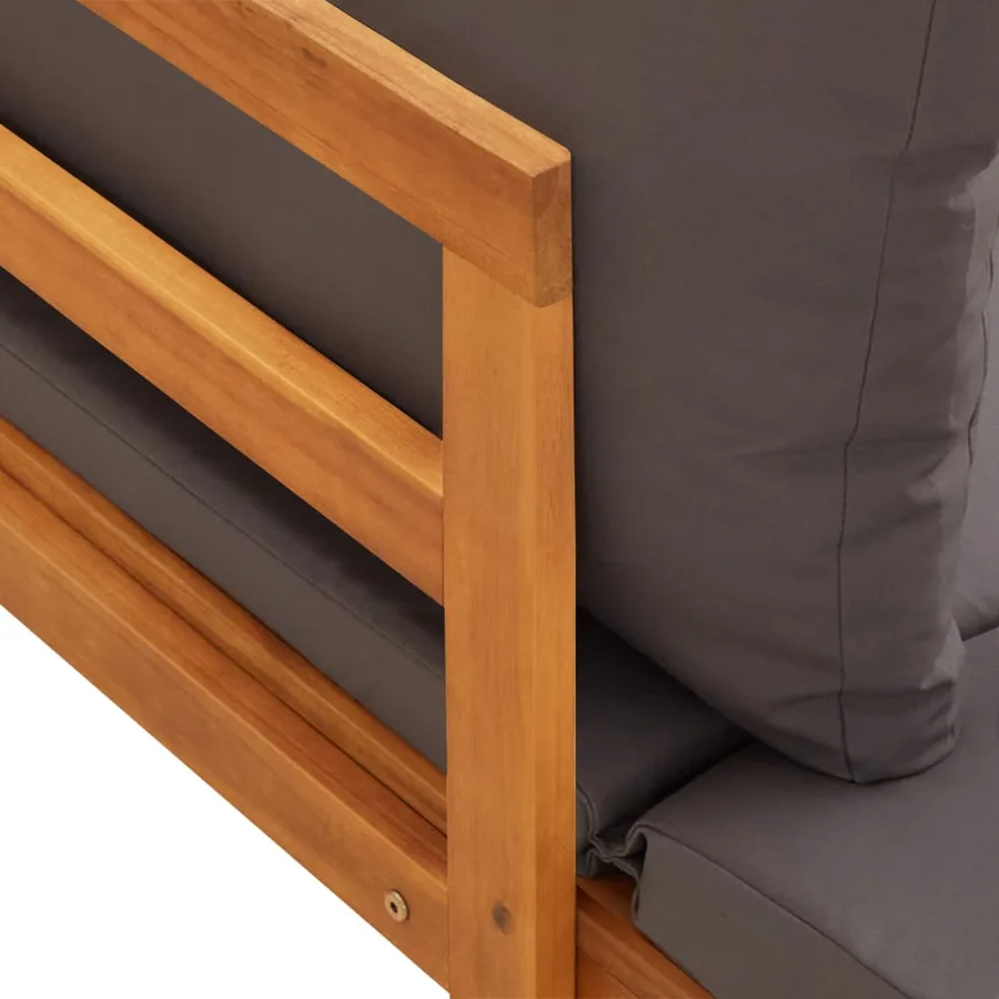 Salon de jardin 5 pcs avec coussins gris foncé Bois d'acacia - 8