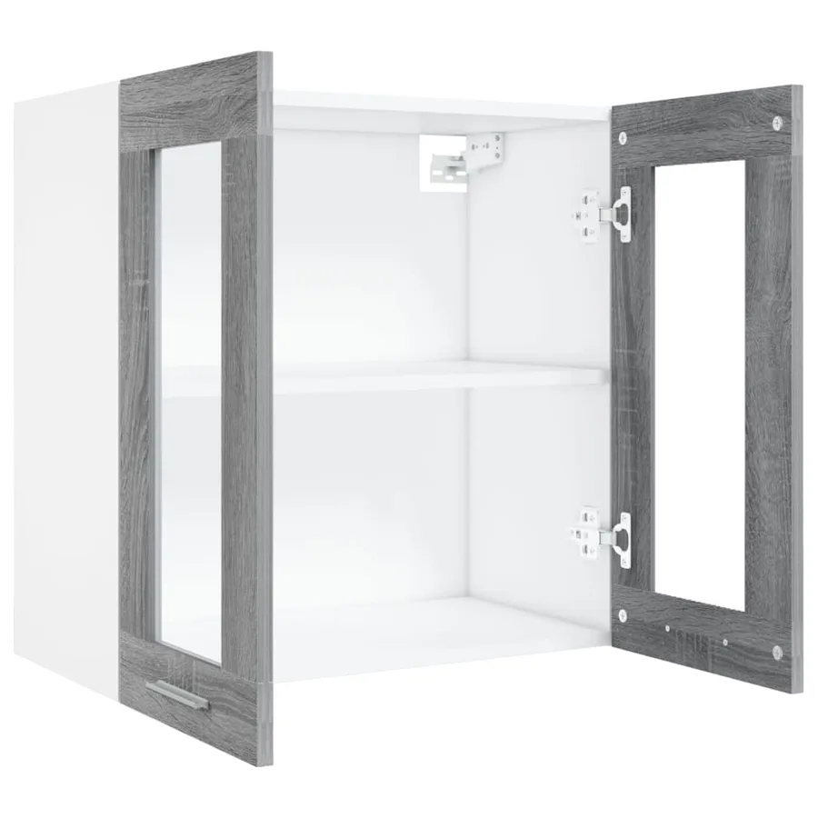 Vitrine suspendue "Lyon" Gris Sonoma 60 x 31 x 60 cm Bois d'ingénierie - 5
