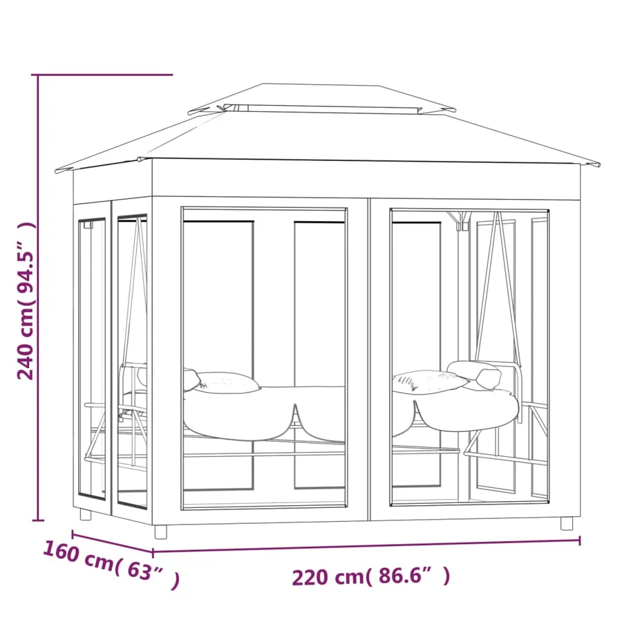 Belvédère convertible en balancelle Blanc crème - 6