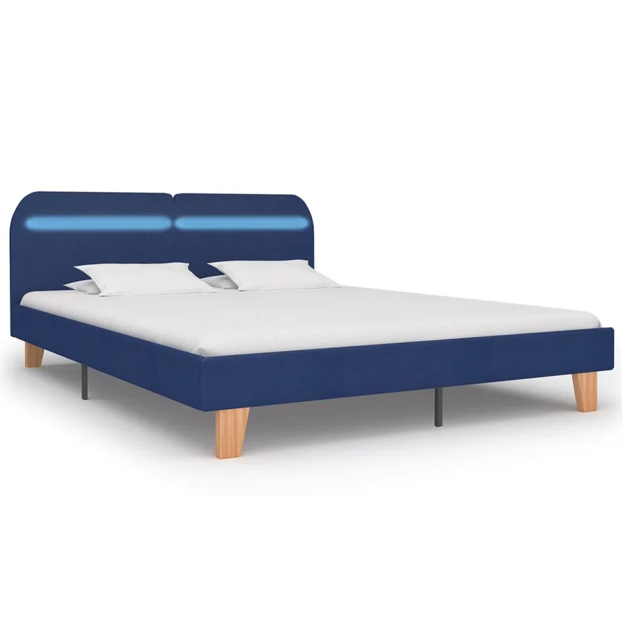 Cadre de lit avec LED sans matelas bleu tissu 160x200 cm - 3