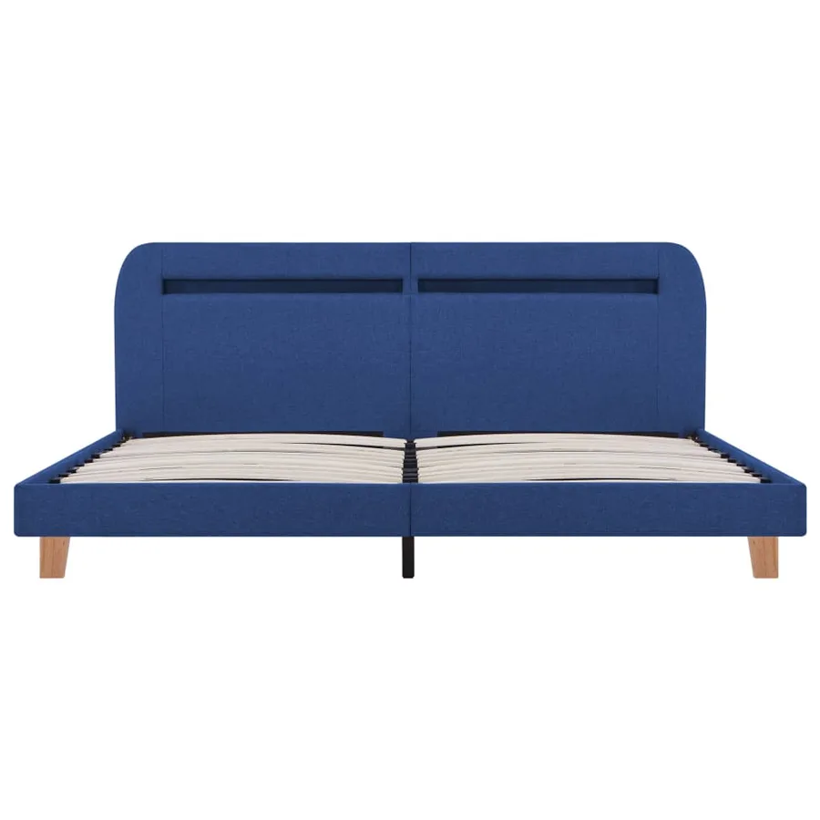 Cadre de lit avec LED sans matelas bleu tissu 160x200 cm - 5