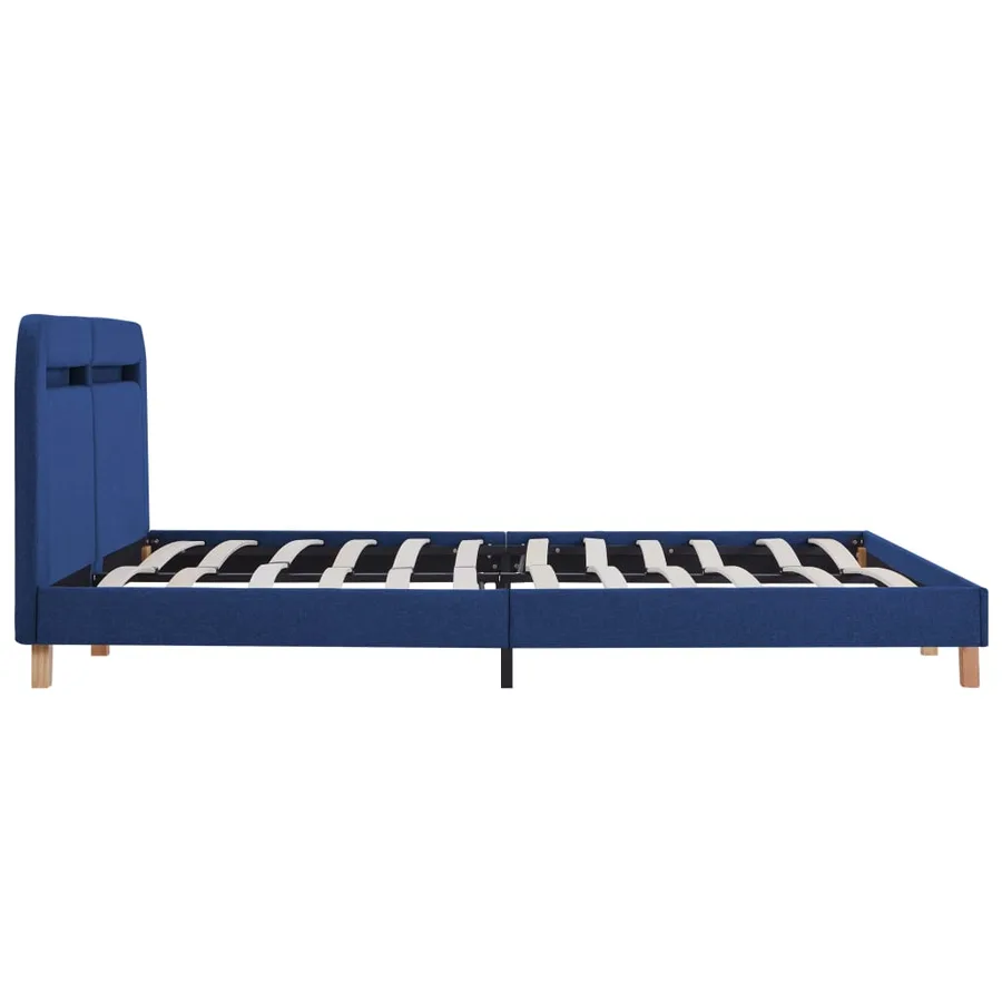 Cadre de lit avec LED sans matelas bleu tissu 160x200 cm - 6