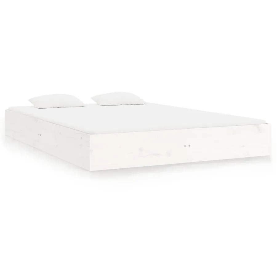 Cadre de lit sans matelas blanc bois massif 150x200 cm - 2