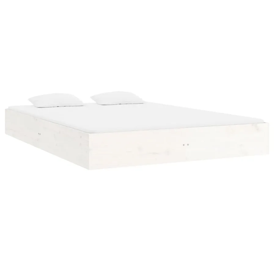 Cadre de lit sans matelas blanc bois massif 150x200 cm - 4