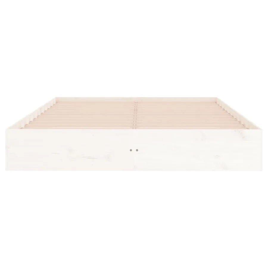 Cadre de lit sans matelas blanc bois massif 150x200 cm - 5